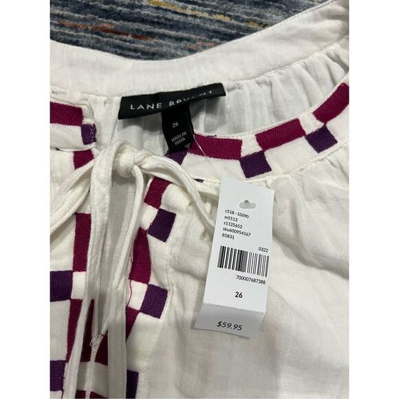 Lane Bryant NWT Classic Split-Neck Embroidered Peasant Blouse plus size 26 - Picture 6 of 11